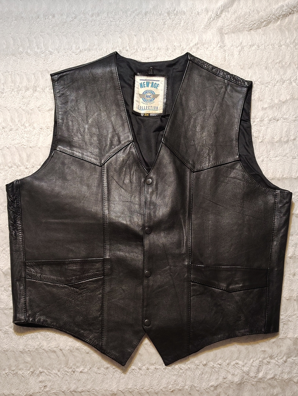 Leather Black Men Western Cut Motorcycle Biker Jacket Coat Vest-54-